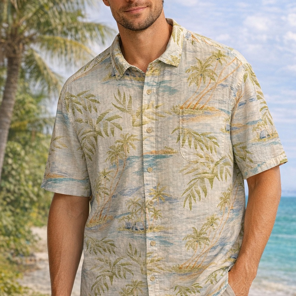 Men’s Large EUC Tommy Bahama Relax Tropical Shirt Line. Long-sleeve